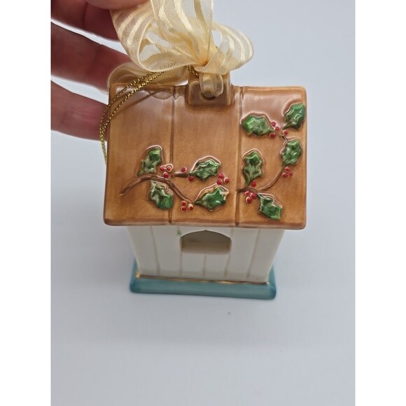 Vtg Papel Giftware BIRDHOUSE Ornament JOYS OF WINTER Christmas 3.25” Porcelain - Picture 9 of 10